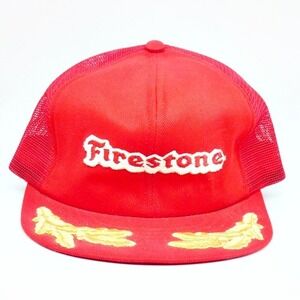 Vintage Red Firestone Snapback Hat Embroidered Bridgestone NEW Made In USA